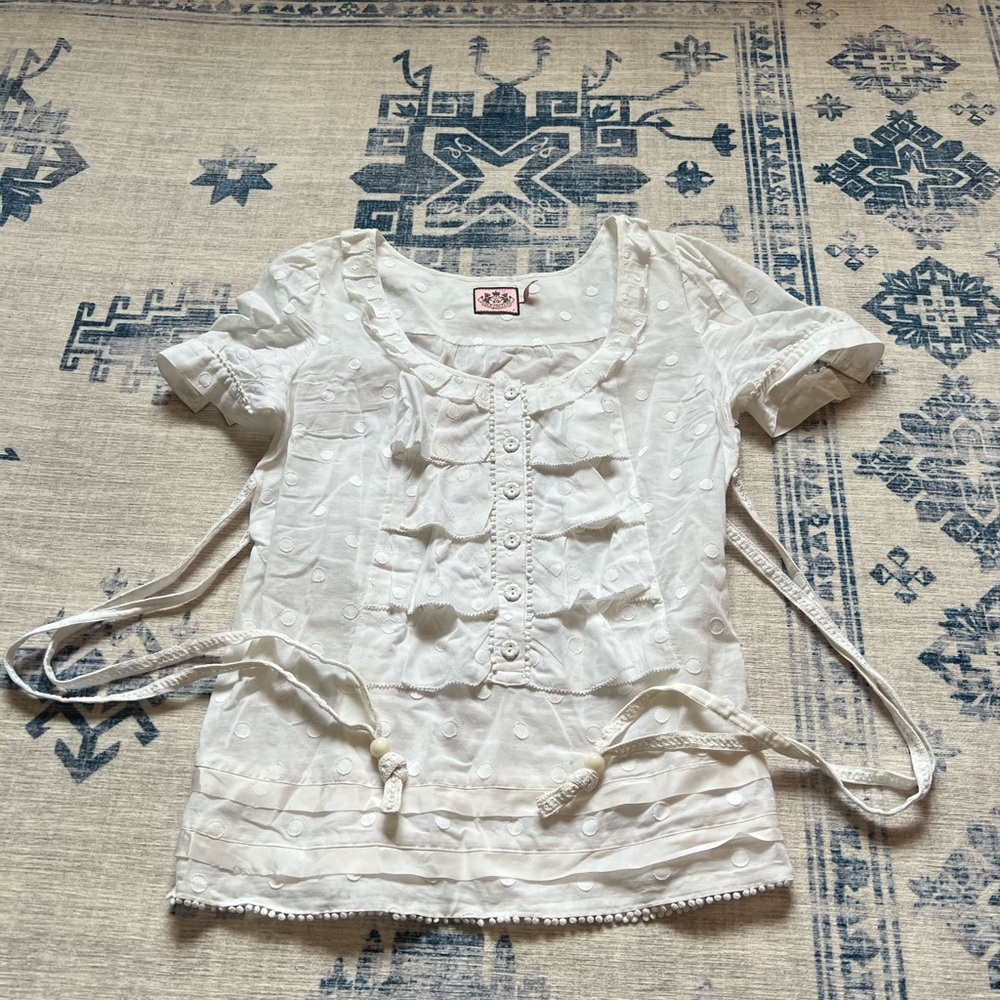 Juicy Couture White Textured Blouse